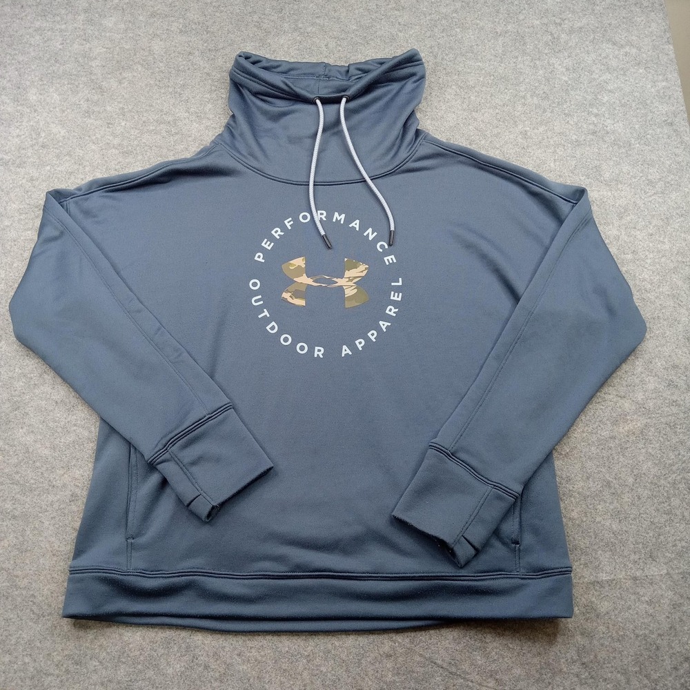 Under‎ Armour Sweatshirt Pullover Mens XL Funnel Neck Camo Logo Performance Blue